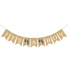 Animal Printing Linen Banner Baby Birthday Swallowtail Bunting Flag Baby Shower