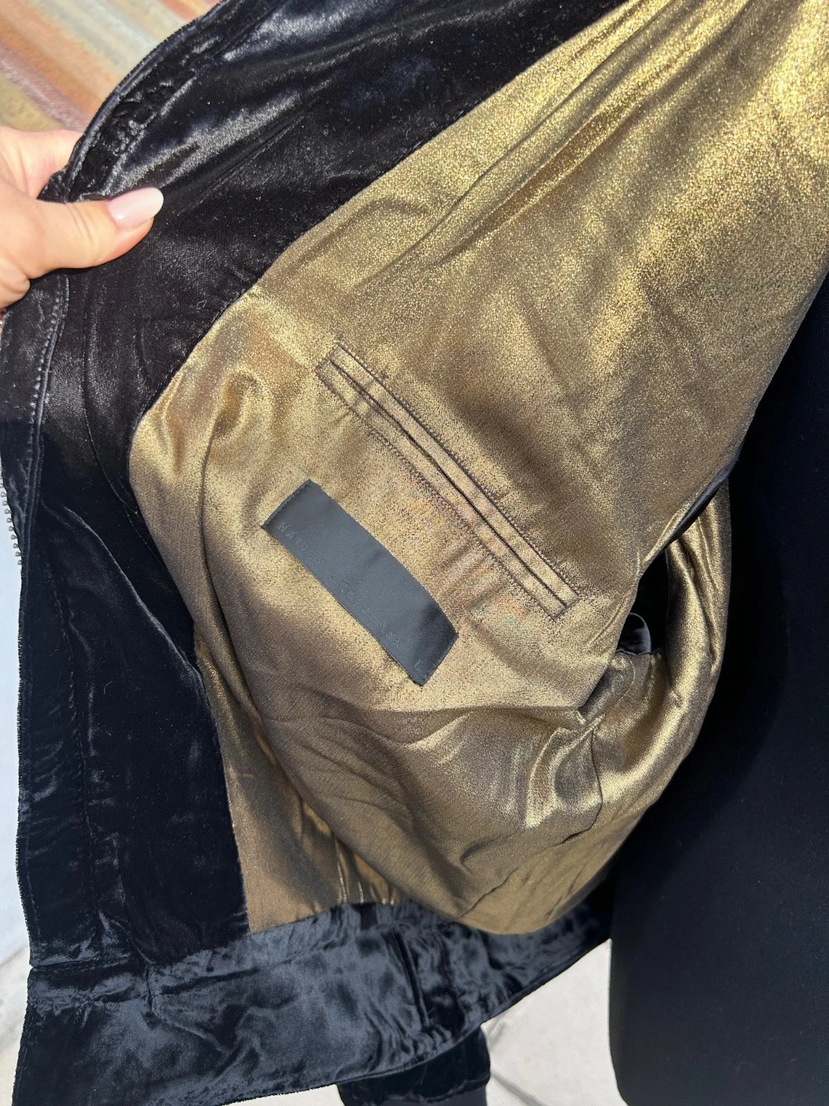 HAIDER ACKERMANN FW16 Velvet Biker Bomber Jacket Gold Lining Black Grail - product detail image 18