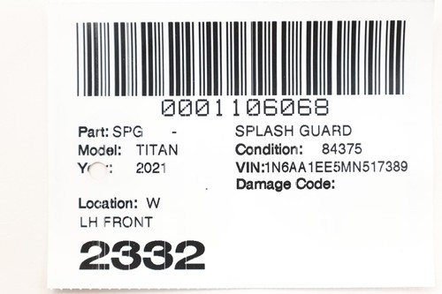 Guardabarros delantero izquierdo Nissan Titan 2020-2024 revestimiento interior protector contra salpicaduras OEM - Imagen 11 de 11
