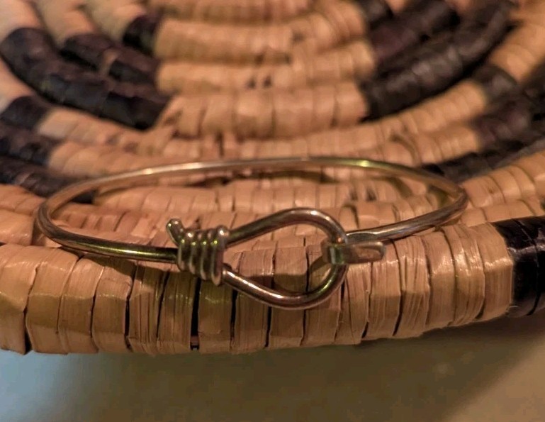 Sterling Silver Hook & Loop Closure Bangle Bracel… - image 1