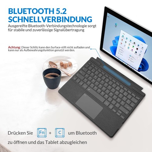 Rii Surface Pro Type Cover Ultra Slim Portable Bluetooth Wireless Keyboard with - Imagen 16 de 24