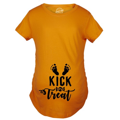 Camiseta de Maternidad Kick Or Treat Divertida Camiseta de Anuncio de Embarazo de Halloween - Imagen 2 de 8