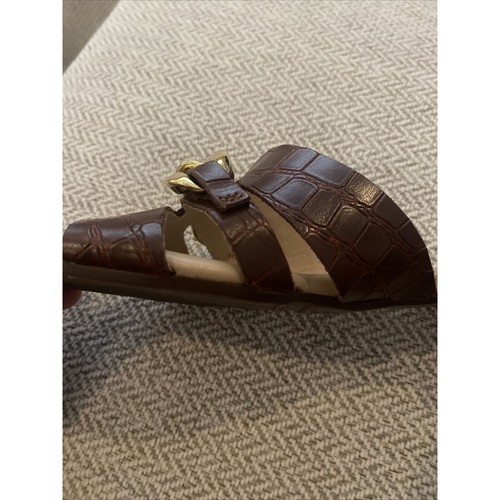 New Vaneli Errita Curb Chain Slide Croc Brown Sandals Size 8N - Picture 6 of 10