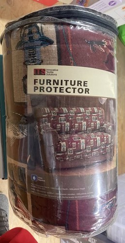 NEW "Gone Fishing" Loveseat Cover - Cranberry Quilted Microfiber - Water Repels - Picture 5 of 5