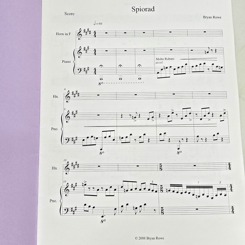 Spiorad Horn and Piano Sheet Music Bryan Rowe Complete Score French Horn - Picture 4 of 8