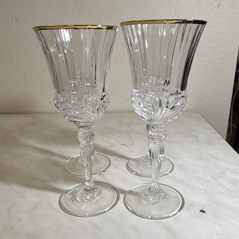 ✨ VINTAGE Royal Crystal Rock Italy AUREA GOLD Wine Glasses Set of 4 REAL CRYSTAL