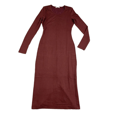 fitted lace wedding dress Ribbed Dress maroon