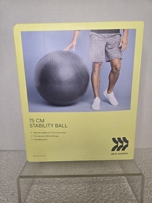 All In Motion 75CM Stability Ball Gray With Air Pump Open Box
