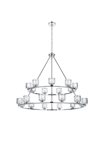 Elegant Lighting Cadence 48" Two-Tier Chandelier in Chrome - Picture 7 of 8