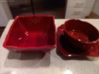 3 Sur la table solid red items 2 bowls + small plate near-mint low fast shipping
