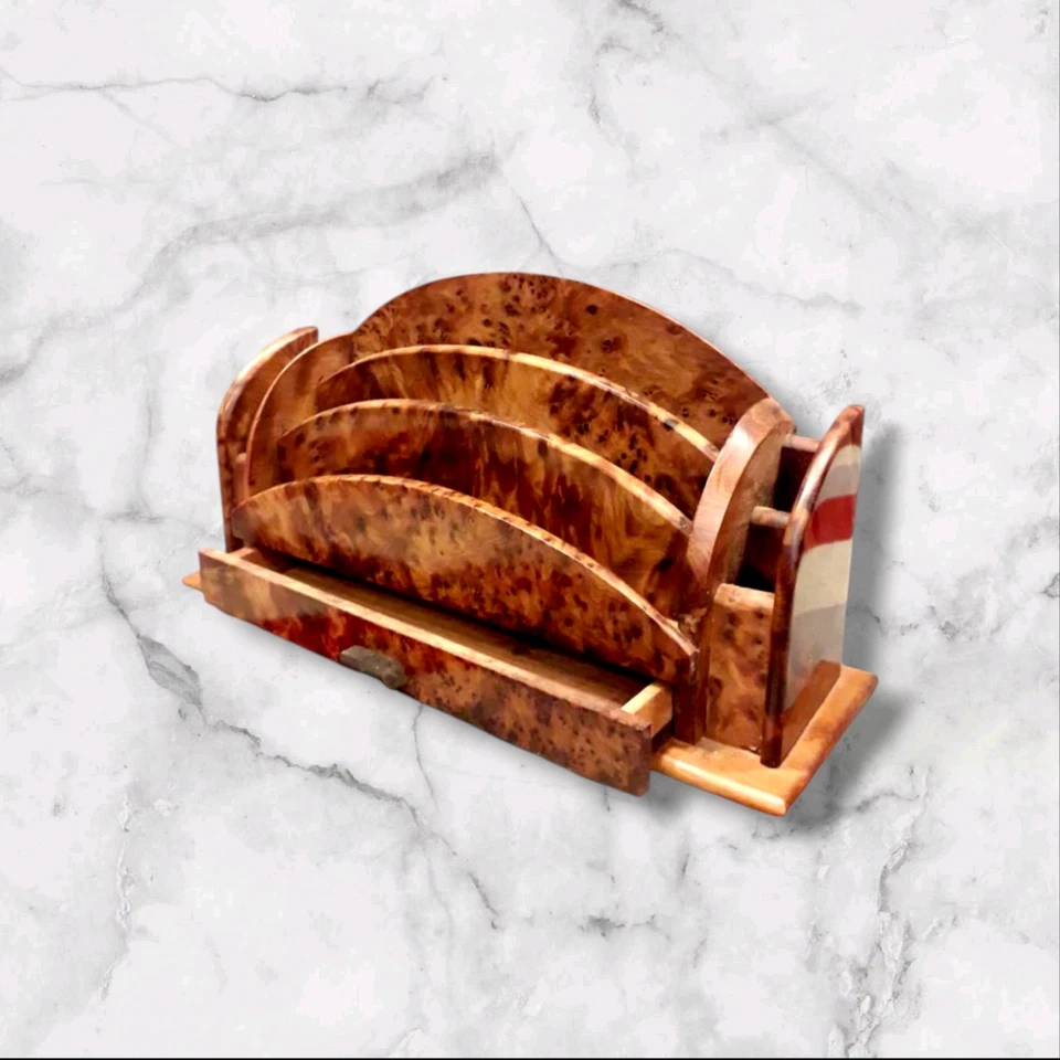 Exquisito juego de escritorio de madera Thuya marroquí - elegancia artesanal para un distinguido Foto 3 de 4