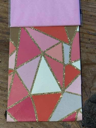 HALLMARK 13” Glittery GIFT BAG w/Tissue PINK, Gray, Gold GROSGRAIN Ribbon Tie - Picture 2 of 7