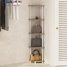 Corner Display Rack Freestanding 5 Tier Shelf Unit Easy Assembly Indoor Storage
