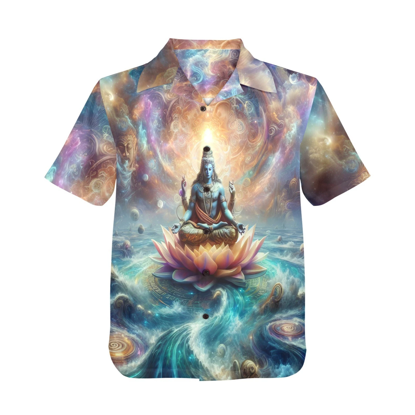 Button Down Hawaiian Shirt. Spiritual Guide Peace Meditation