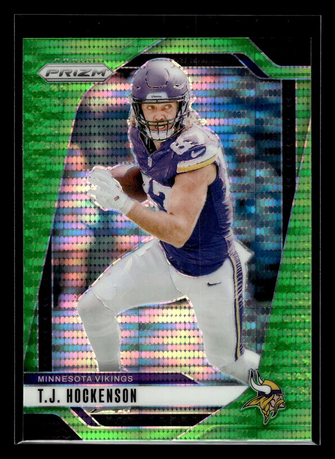 T.J. Hockenson 2024 Panini Prizm #188 Minnesota Vikings Neon Green Pulsar