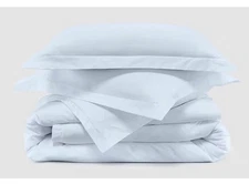 Saatva Essential Luxury Duvet Cover Set - Light Indigo Blue Color Queen 2 Shams