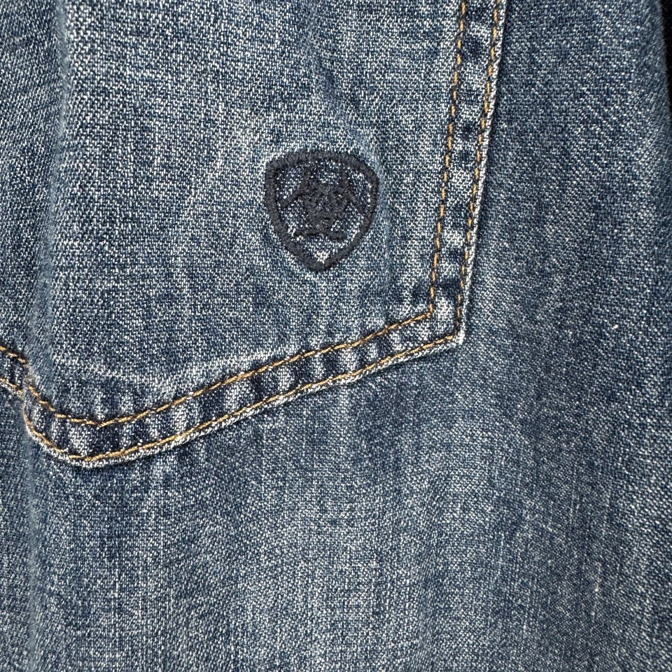 ARIAT Retro Chambray Denim Pearl Snap Jean Shirt Men XXL Yellowstone Landman NEW - Image 3 of 4