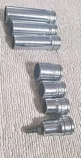 Snap On Tools USA 3/8" Drive SAE Deep & Shallow Socket Lot Of 7 USA MADE TOOLS.