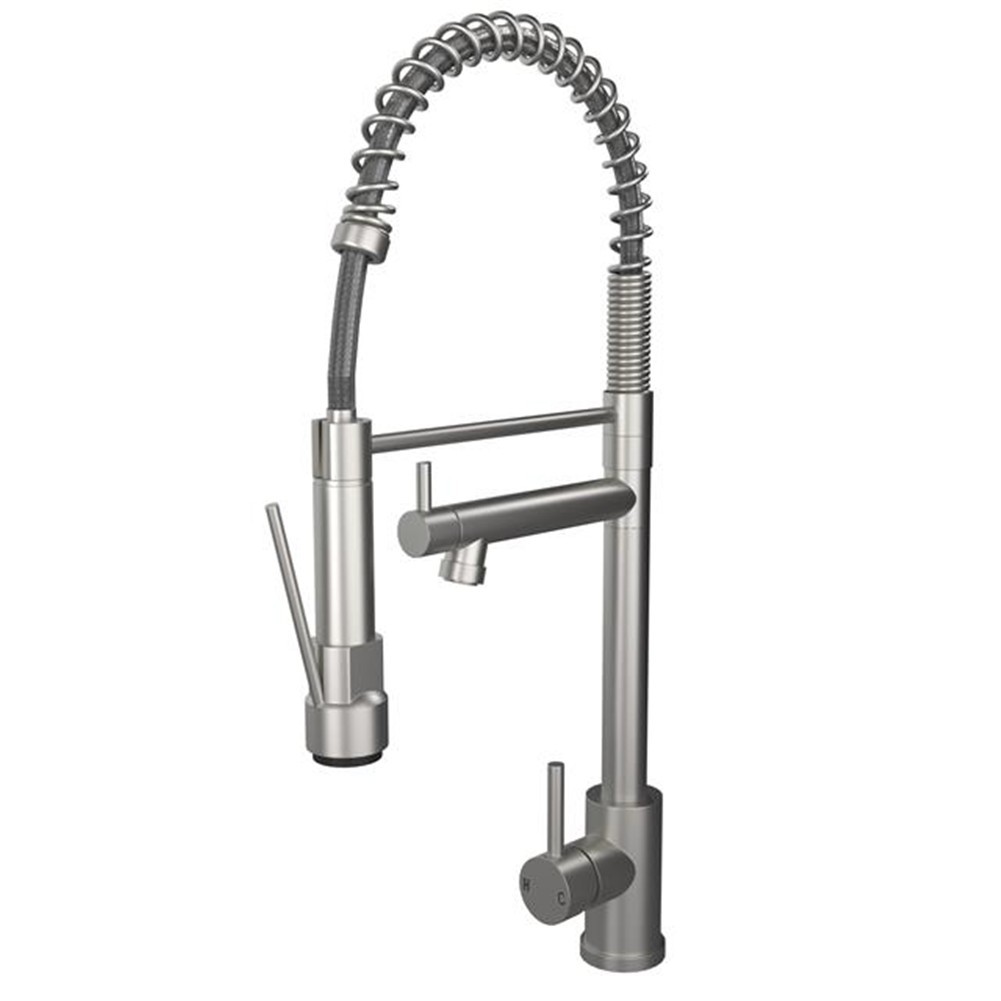 Liquida GR265BS Brushed Steel Kitchen Tap Swivel Spout Spray