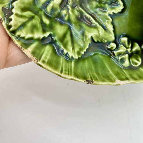 MAJOLICA Art Pottery Tobacco Pipe Resting in a Leaf Ashtray Decorative Dish Vtg - Picture 9 of 13