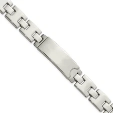 Men's 12mm Polished Stainless Steel I.D. Link Bracelet, 9 Inch