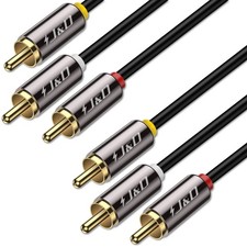 3-RCA Male to Male Audio Video Cable 25ft Gold Plated Stereo AV Cord for DVD