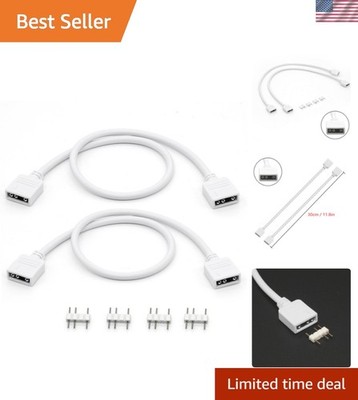 2-Pack 1-to-1 ARGB Extension Cable, White 5V 3-Pin Female to Female ARGB Addr...