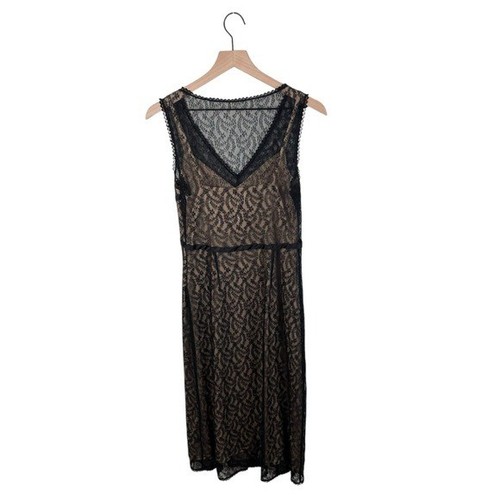 Abito midi slip vintage anni 90 Y2K Express nero pizzo overlay taglia 7/8 fata gotica - Foto 13 di 13