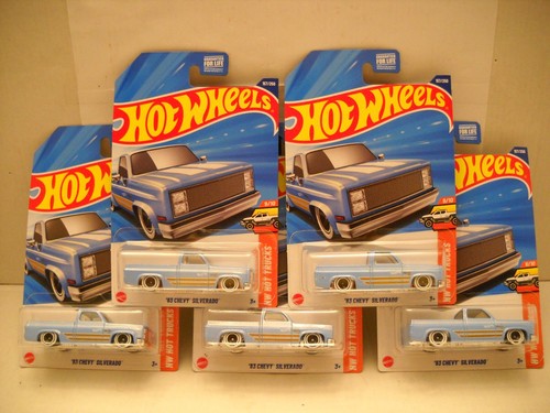 Hot Wheels '83 Chevy Silverado Slammed Pickup Truck Whitewalls Lot of 5