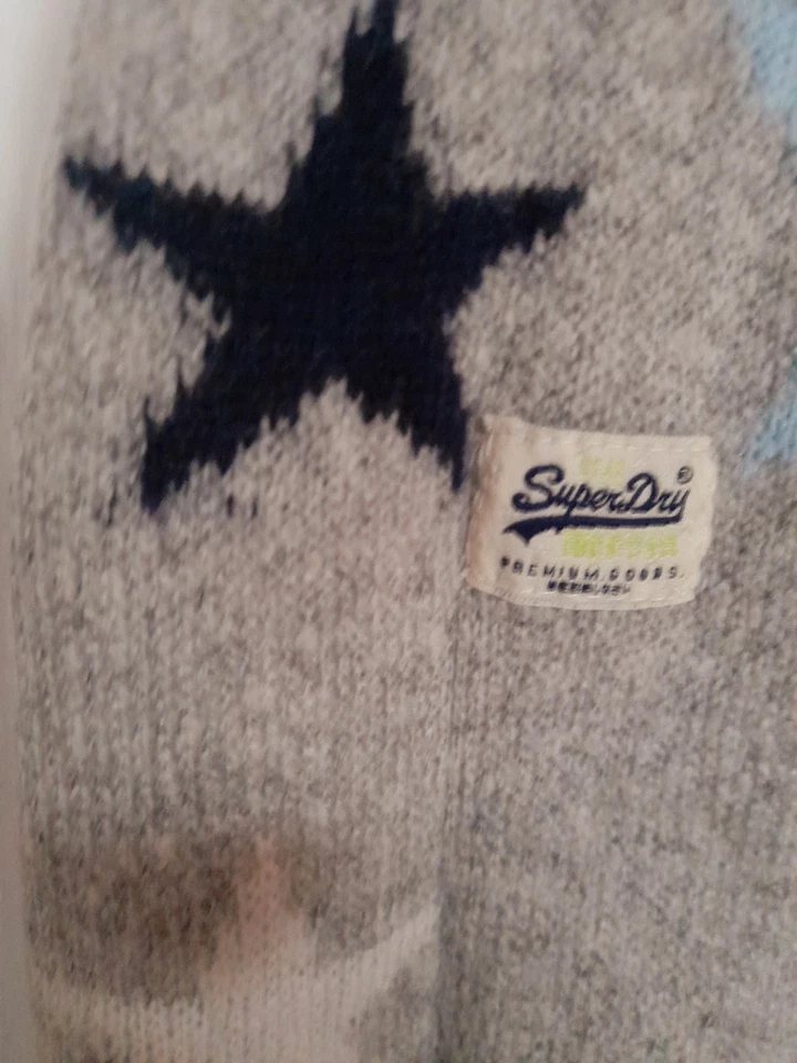 Superdry Womens Grey Jumper with Star Pattern Size S - Image 3 of 4