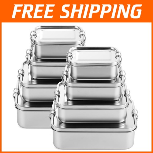 8-Piece Stainless Steel Bento Box Set - Leak-Proof Food Storage Containers - Picture 1 of 9