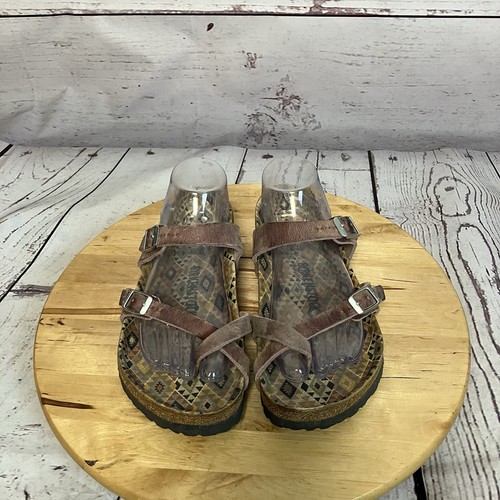 BIRKENSTOCK Mayari Brown Leather Sandals Comfort Slide Womens Sz 39 US 8 - Picture 3 of 8
