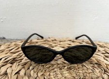 Unbranded 1990s Retro Mod Black Oval Slim Narrow Frame hand polished Sunglasses