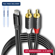 Lightning to RCA Cable Audio Aux Adapter, MFi Certified 2 RCA Audio Y Splitter