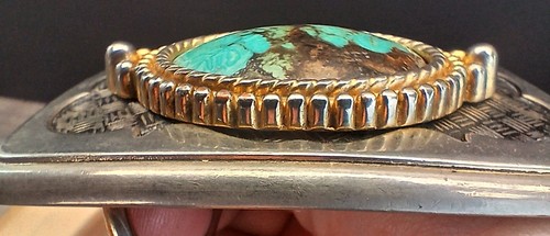 Southwest Style Belt Buckle With Faux Turquoise "Read" - Picture 12 of 18