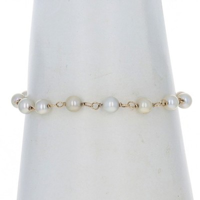 Gelbgold Zuchtperlen Gliederarmband 7 3/4'' - 14k