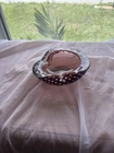 Murano Burgundy Glass Ashtray Bowl Vintage Polka Dot Bubble Design