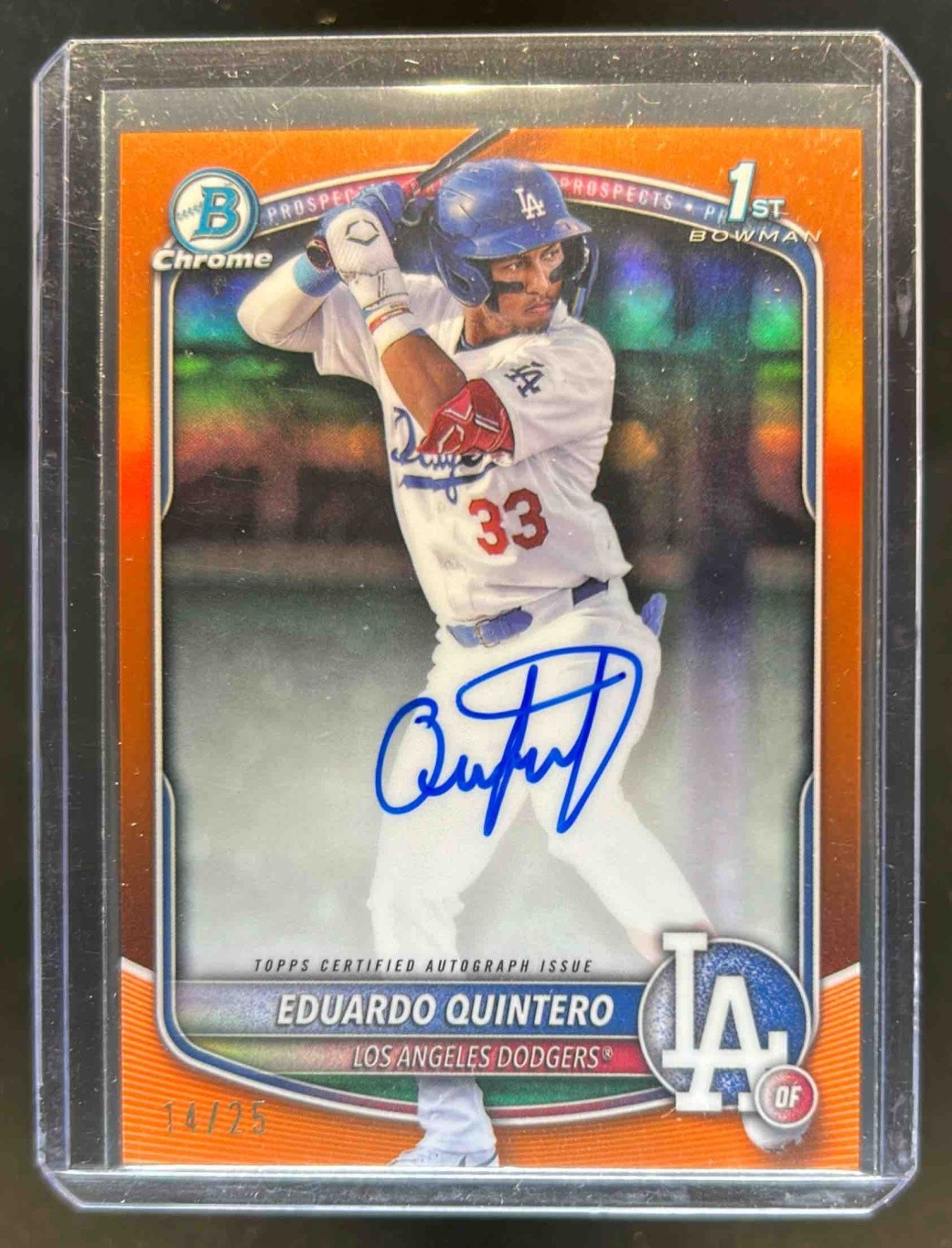 2025 Bowman Eduardo Quintero Chrome Auto Orange Refractor 1st #14/25