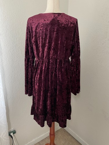 Dillard's Chelsea & Violet Velvet Babydoll Dress Burgundy Witchy Goth Size L - Bild 3 von 8