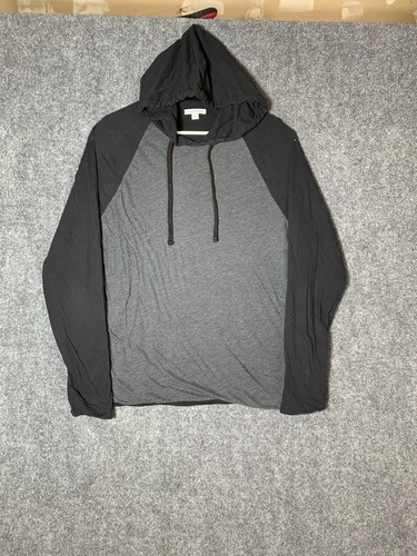 James perse sweatshirt Mens 2 Black Gray hooded pullover Long Sleeve Lightweight - Picture 1 of 21