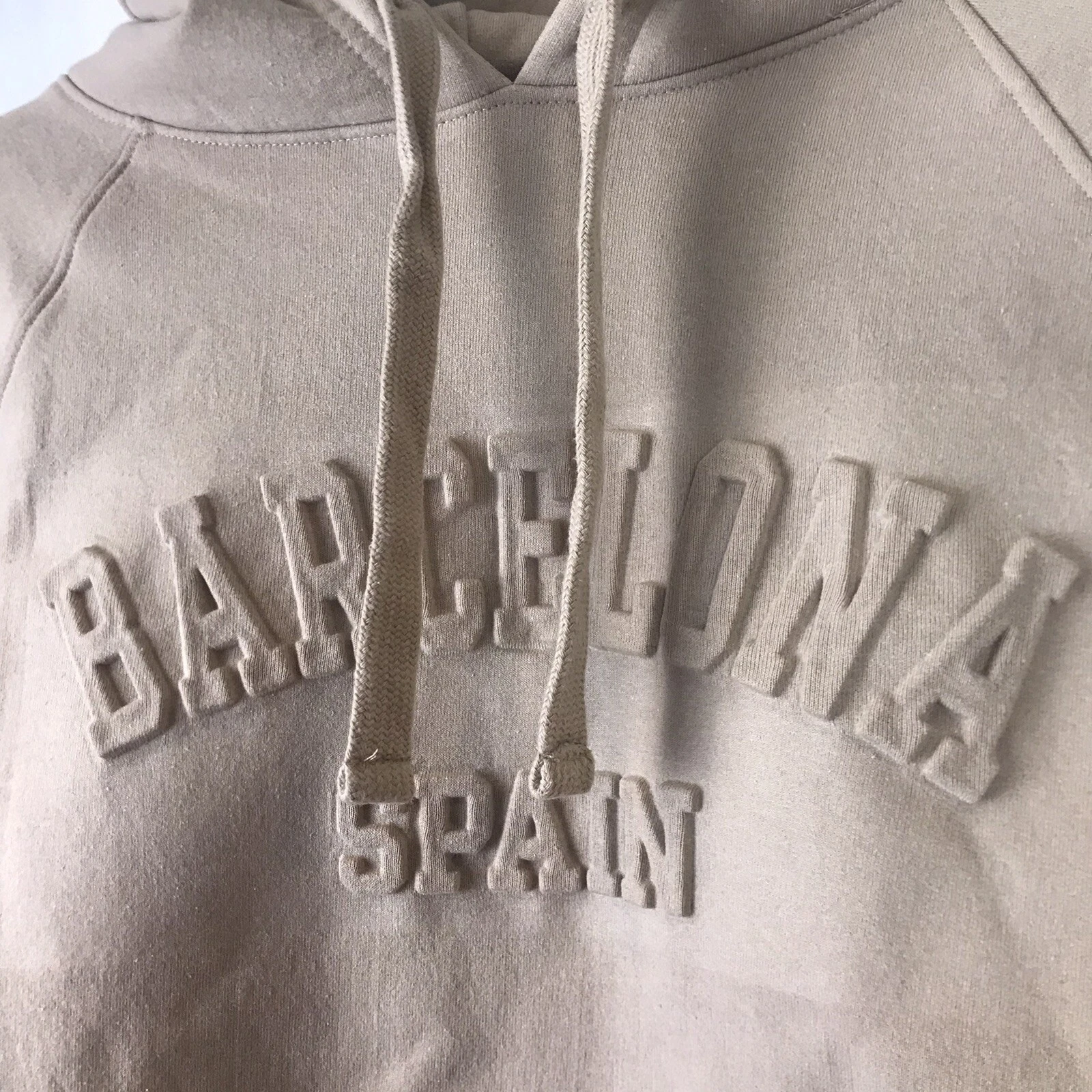 OFF WHITE Felpa con cappuccio donna panna I Love Barcelona Spain taglia M media