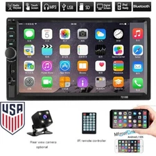 7" Double 2 DIN Car MP5 Player Bluetooth Touch Screen Stereo Radio With Camera