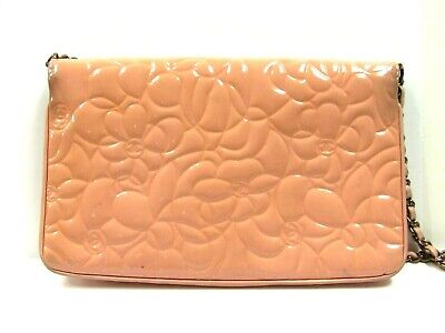 Chanel Classic Single Flap Pink Camellia Purse Patent Leather Rose