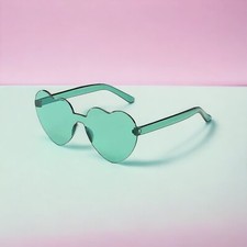 Trendy Rimless Sunglasses Frameless Round Green Clear Fashion Glasses Retro New