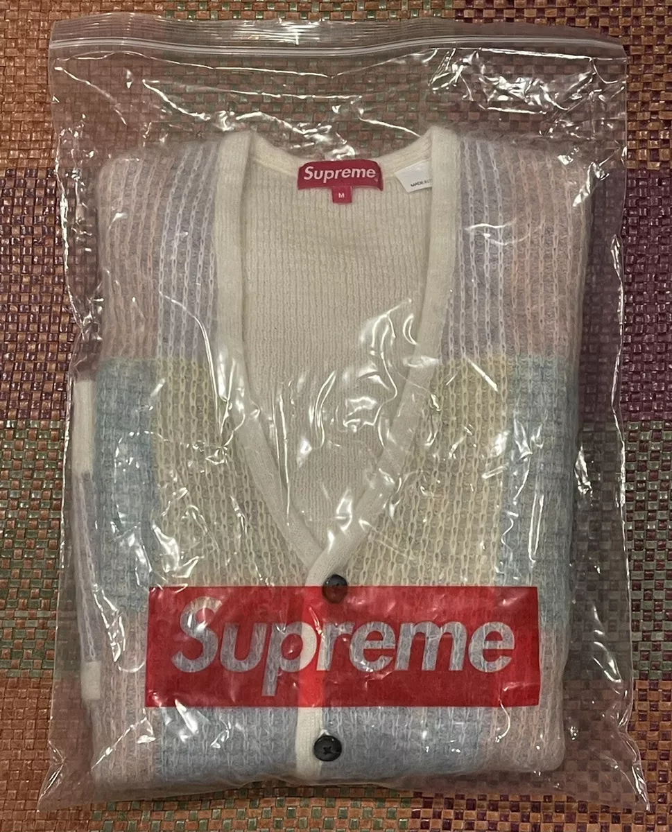 New Supreme White Brushed Grid Cardigan Medium SS22