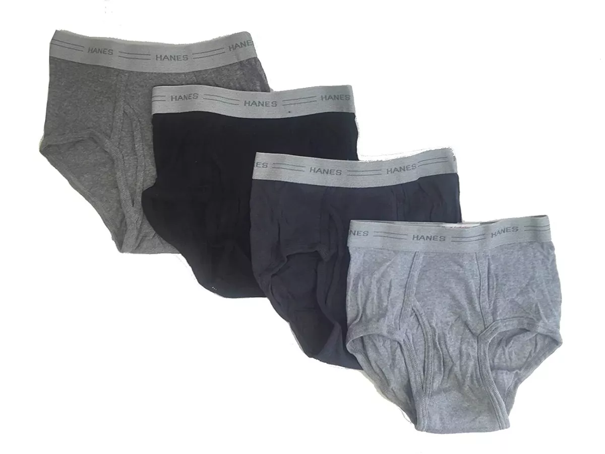 4 Pair Boys Briefs Medium Hanes Cotton Exposed Band Comfort Flex