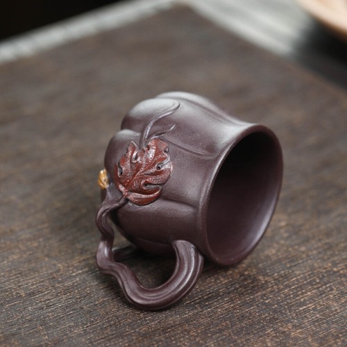 Creative Real Yixing Zisha Tea Cup With Handle 120ml Handmade Mug Pumpkin Design - Picture 7 of 12