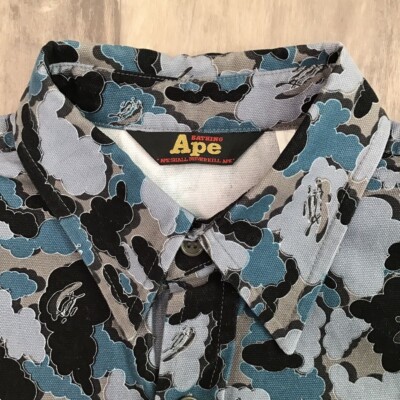 BAPE × kaws cloud camo Work shirt Gray Short Sleeve A