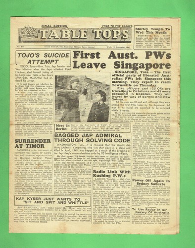 #T17 NINE SEPTEMBER 1945 TABLE TOP AUSTRALIAN MILITARY FORCES ABROAD NEWSPAPERS - Picture 7 of 9