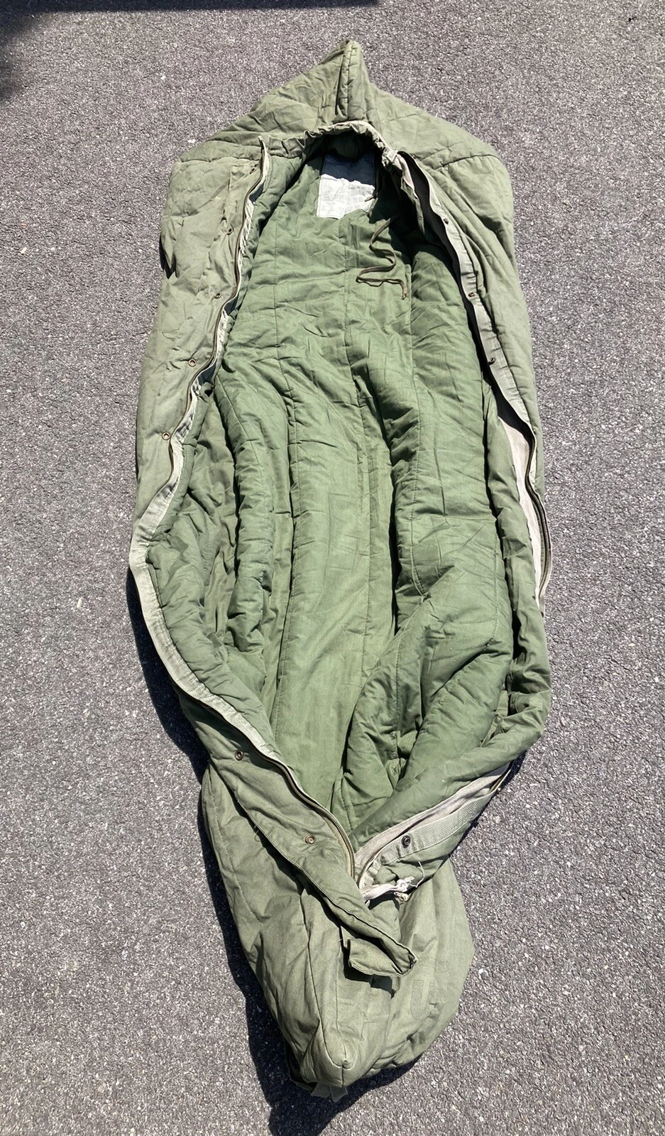 Vintage Military Sleeping Bag Mummy Intermediate Cold Weather US Green VTG Retro